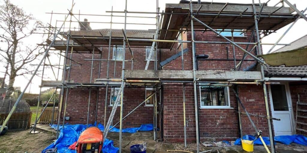 Brick repointing to rear of detached house in Northwich